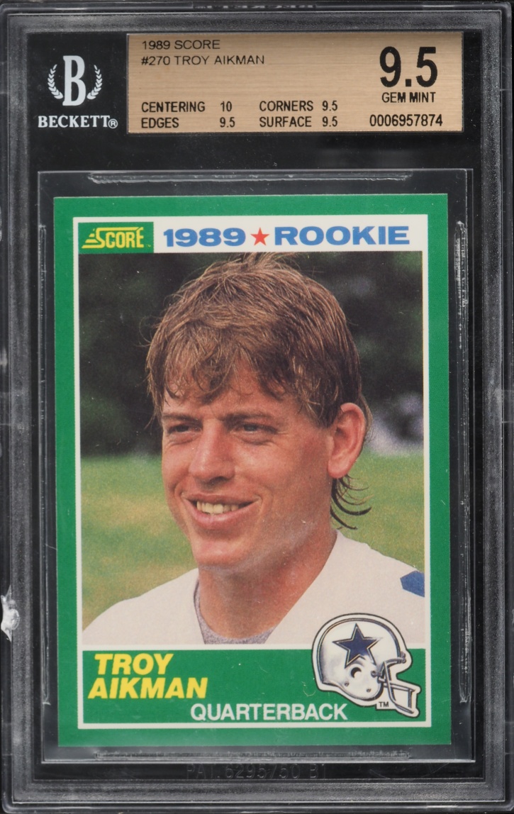 1989 Score Football Troy Aikman ROOKIE #270 BGS 9.5 GEM MINT