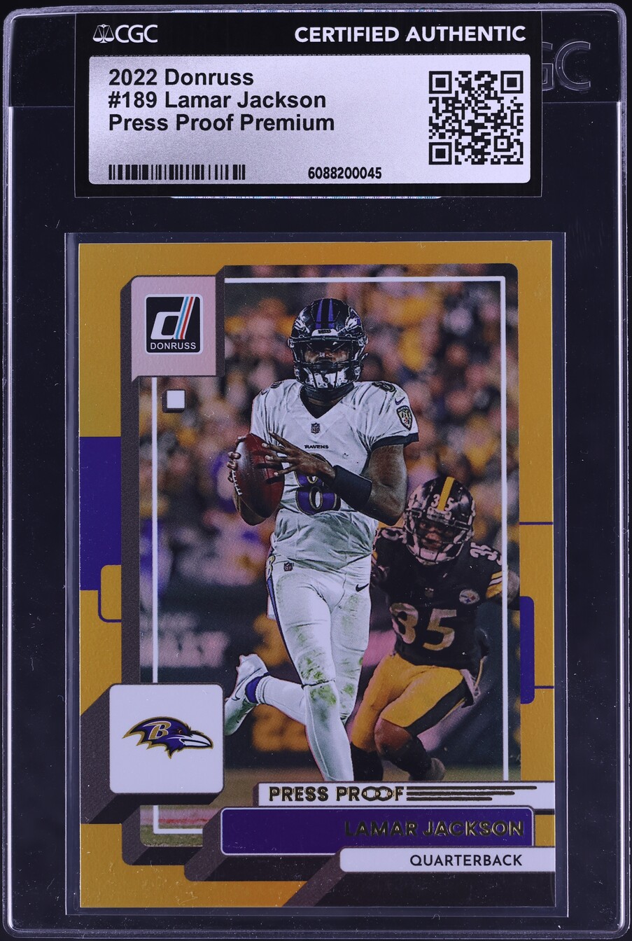 2022 Donruss Press Proof Premium Lamar Jackson #189 CGC AUTH