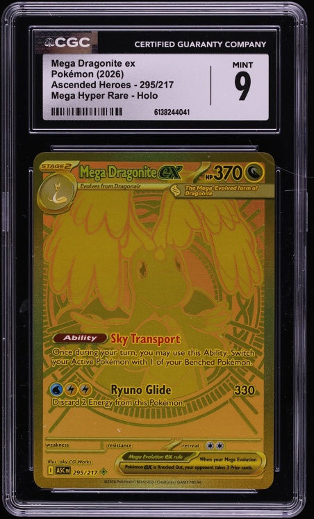 2026 Pokemon Mega Evolution Ascended Heroes Gold Rare Mega Dragonite Ex #295 CGC 9 MINT
