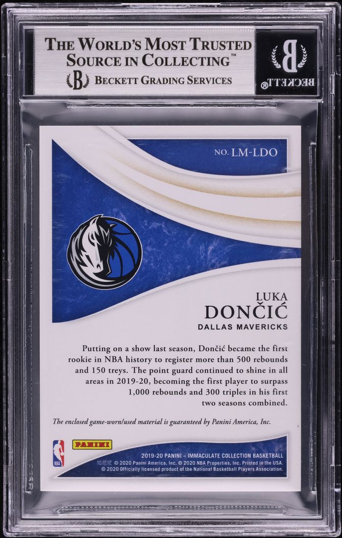 2019 Immaculate Collection Luka Doncic LOGOMAN PATCH 1/1 #LM-LDO BGS 9 MINT