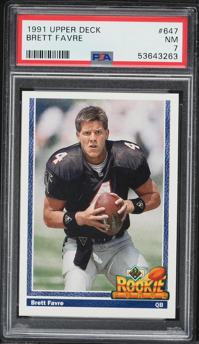 1991 Upper Deck Football Brett Favre ROOKIE #647 PSA 7 NRMT