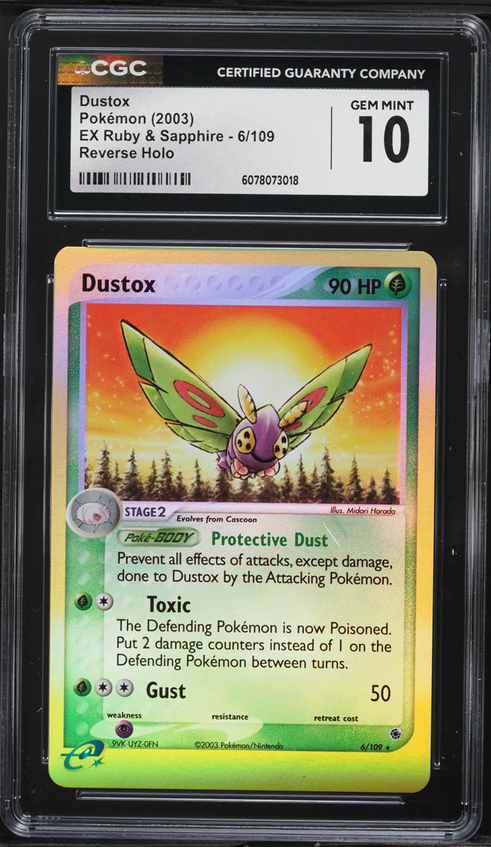 2003 Pokemon EX Ruby & Sapphire Reverse Holo Dustox #6 CGC 10 GEM MINT ...
