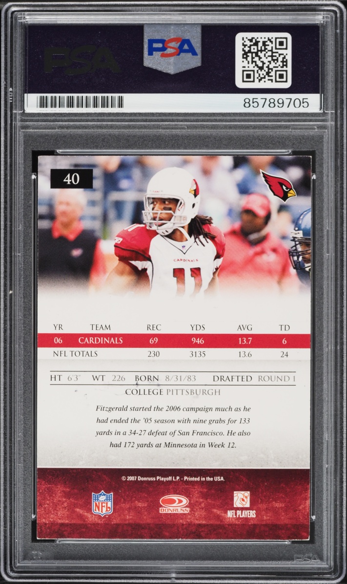 Larry Fitzgerald Signed Autographed Trading Card AUTO PSA/DNA 10