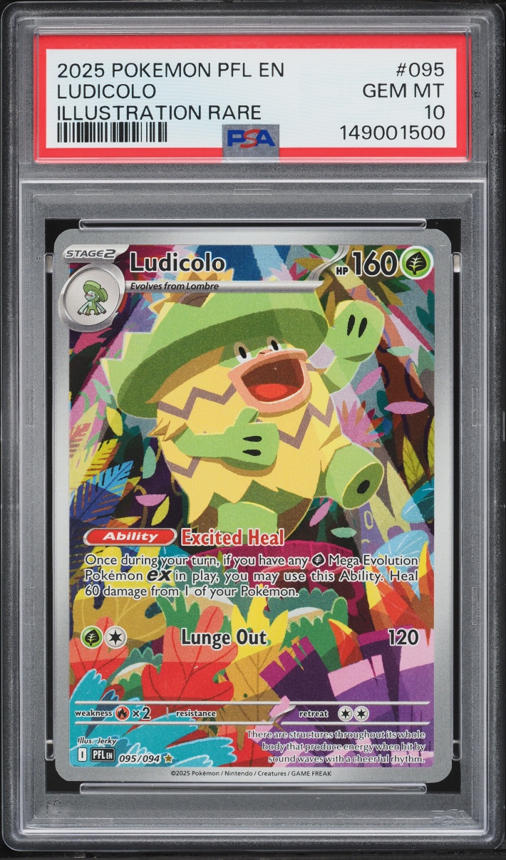 2025 Pokemon Mega Evolution Phantasmal Flames IR Ludicolo #95 PSA 10 GEM MINT
