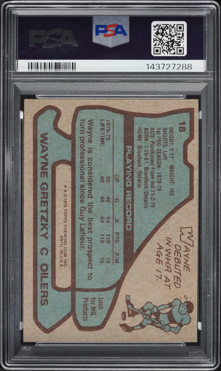 1979 Topps Hockey Wayne Gretzky ROOKIE AUTO DNA 10 #18 PSA 4 VGEX