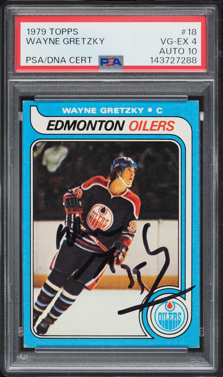 1979 Topps Hockey Wayne Gretzky ROOKIE AUTO DNA 10 #18 PSA 4 VGEX