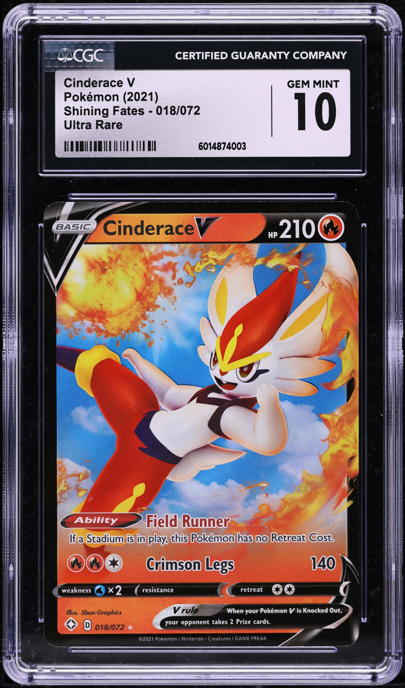 2021 Pokemon SWSH Shining Fates Full Art Cinderace V #18 CGC 10 GEM MINT