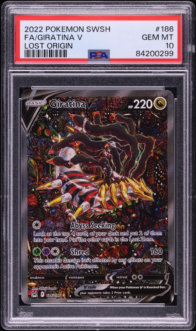 2022 Pokemon Sword & Shield Lost Origin Full Art Giratina V #186 PSA 10 GEM MINT