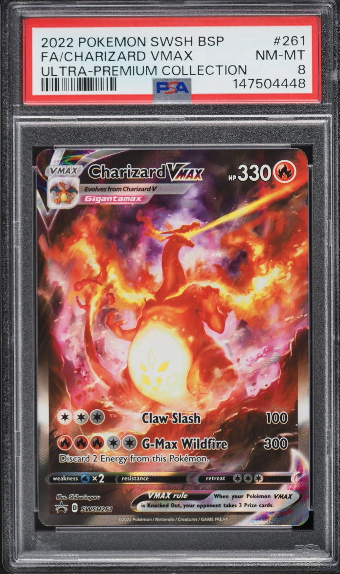 2022 Pokemon Sword & Shield Promo Ultra Premium Full Art Charizard VMAX #SWSH261 PSA 8 NM-MT