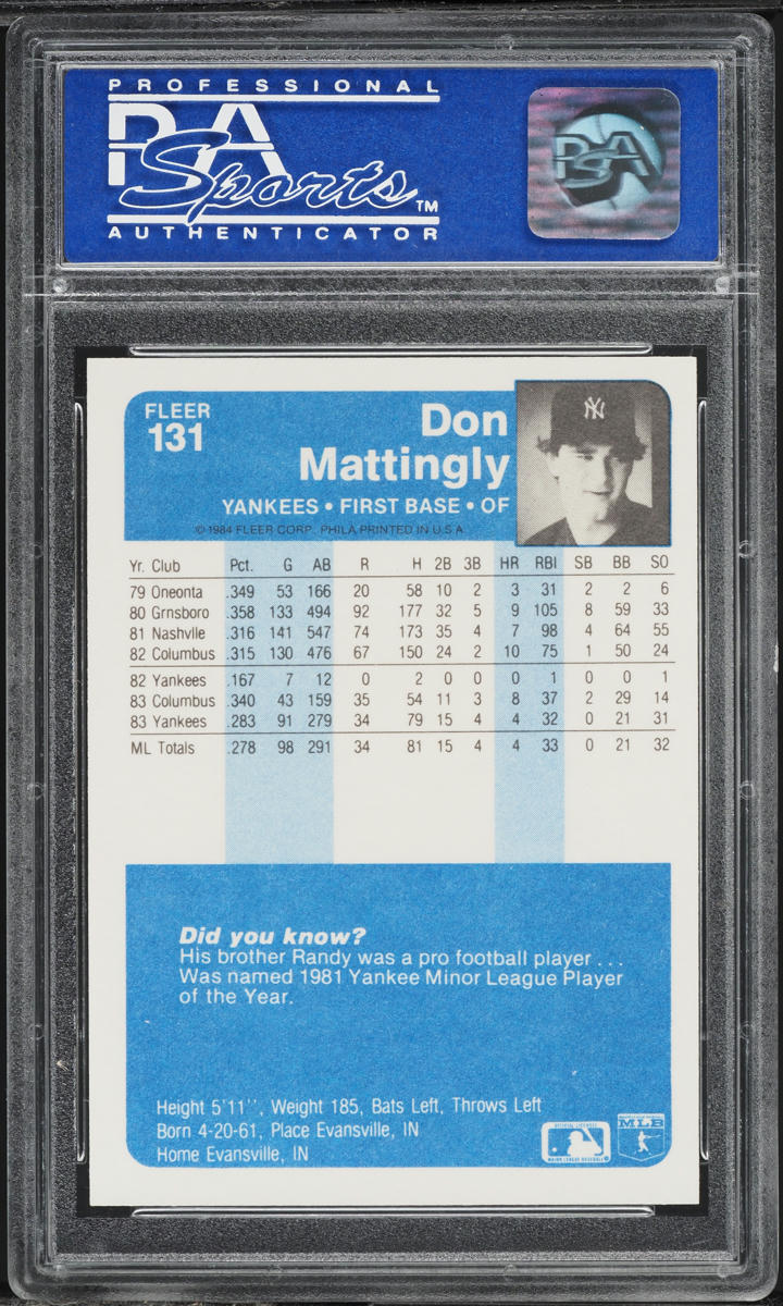 1984 Fleer Don Mattingly ROOKIE #131 PSA 9 MINT