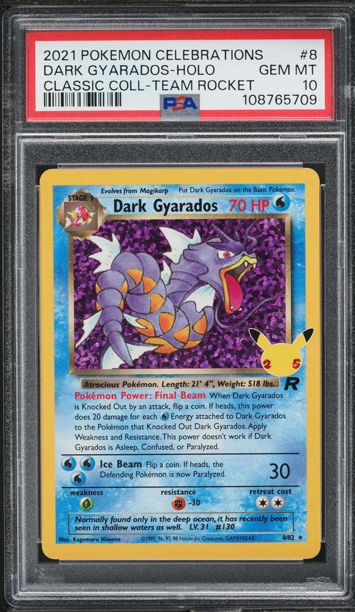 2021 Pokemon SWSH Celebrations Classic Holo Dark Gyarados #8 PSA 10 GEM MINT