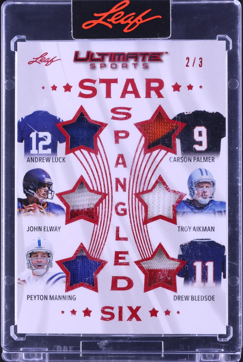 2024 Leaf Ultimate Star Spangled Six Luck Elway Manning Palmer Aikman Bledsoe PATCH /3 #SSS-6