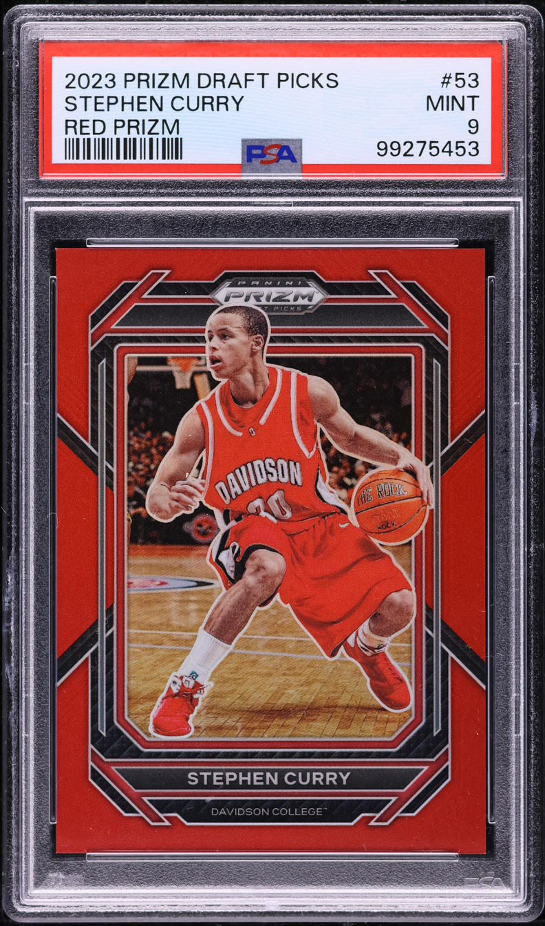 2023 Panini Prizm Draft Picks Red Stephen Curry /299 #53 PSA 9 MINT