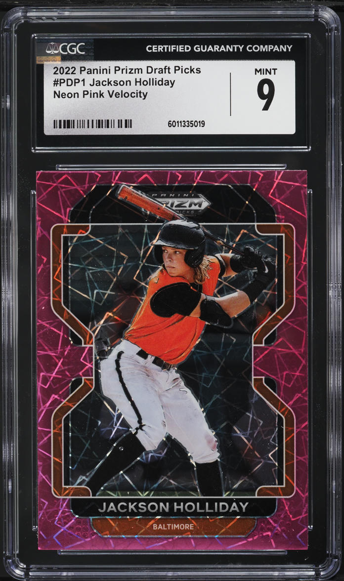 2022 Panini Prizm Draft Picks Neon Pink Velocity Jackson Holliday PROSPECT CGC 9
