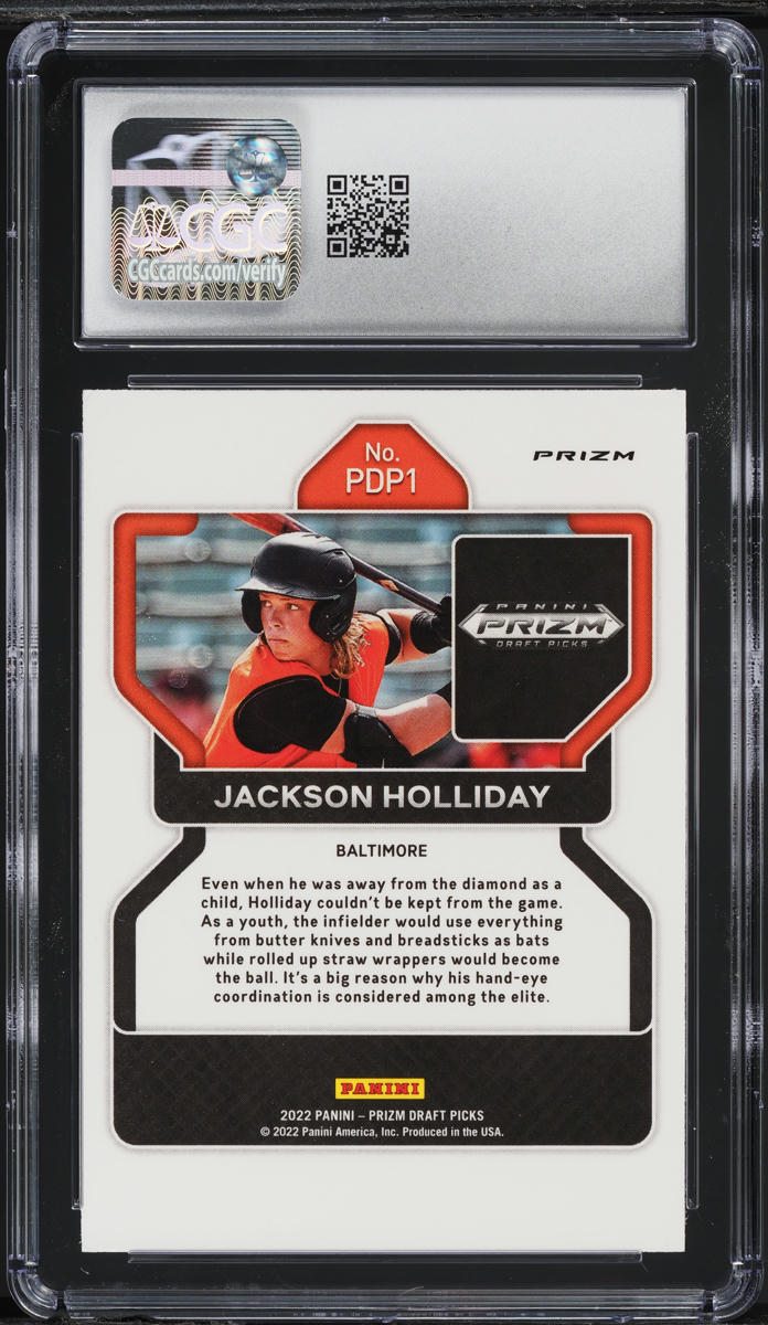 2022 Panini Prizm Draft Picks Neon Pink Velocity Jackson Holliday PROSPECT CGC 9