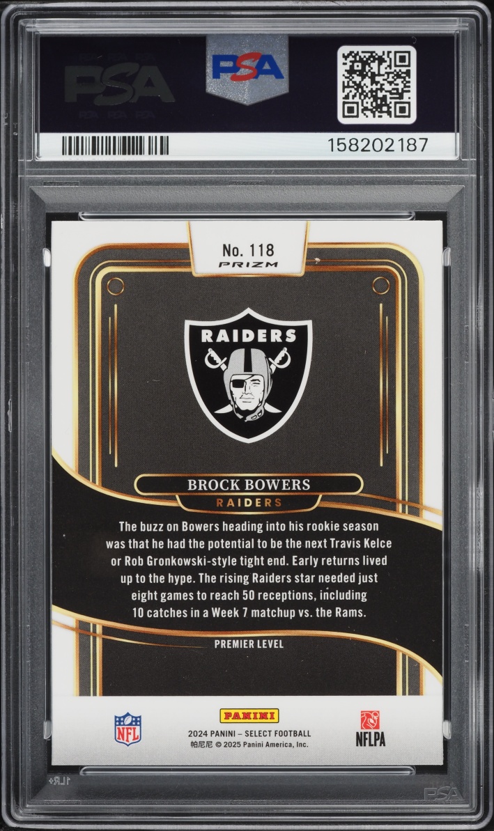 2024 Select Premier Level Black & Red Shock Prizm Brock Bowers ROOKIE #118 PSA 9 MINT