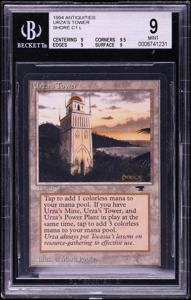 1994 Magic The Gathering MTG Antiquities Urza's Tower Shore BGS 9 MINT ...