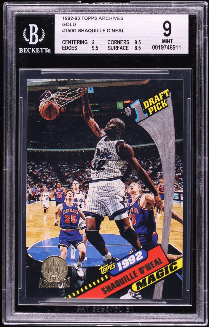 1992 Topps Archives Gold Shaquille O'Neal ROOKIE #150G BGS 9 MINT