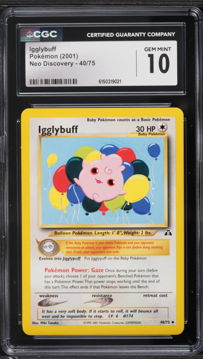 2001 Pokemon Neo Discovery Igglybuff #40 CGC 10 GEM MINT