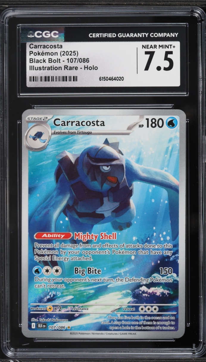 2025 Pokemon Scarlet & Violet Black Bolt IR Carracosta #107 CGC 7.5 NRMT+
