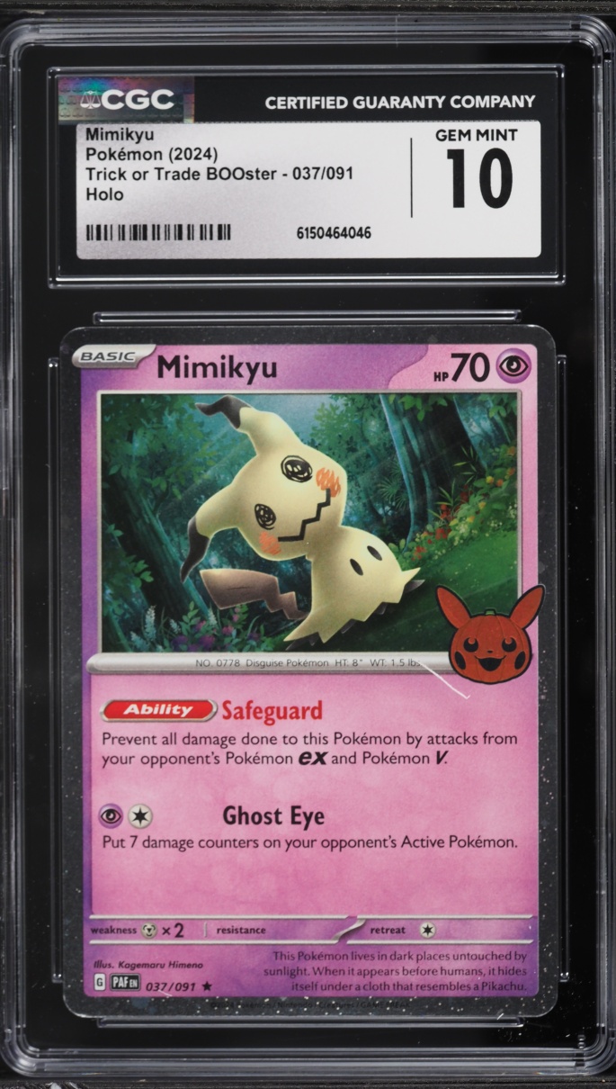 2024 Pokemon Scarlet & Violet Paldean Fates Trick Or Trade Holo Mimikyu #37 CGC 10 GEM MINT