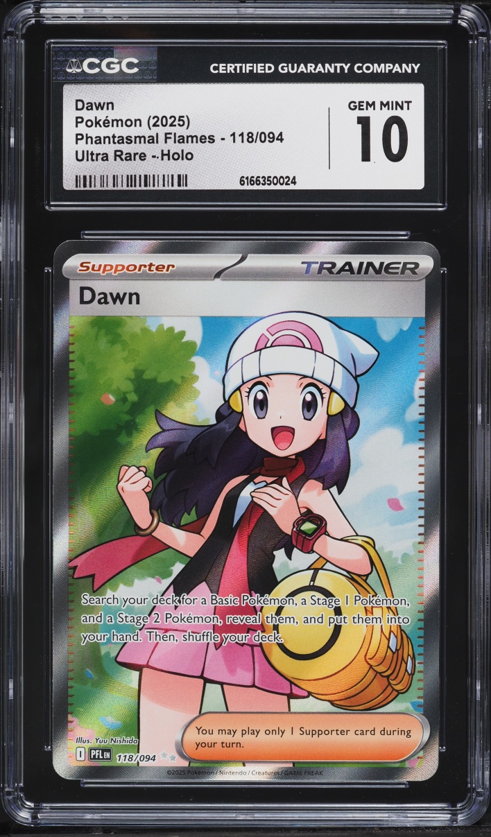 2025 Pokemon Mega Evolution Phantasmal Flames Full Art Dawn #118 CGC 10 GEM MINT