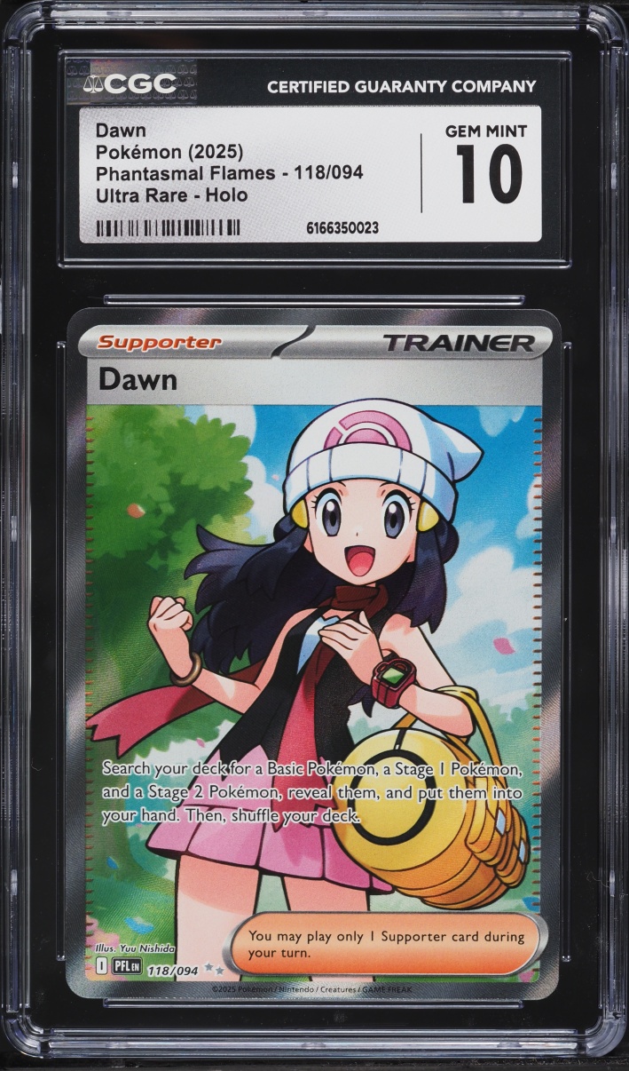 2025 Pokemon Mega Evolution Phantasmal Flames Full Art Dawn #118 CGC 10 GEM MINT