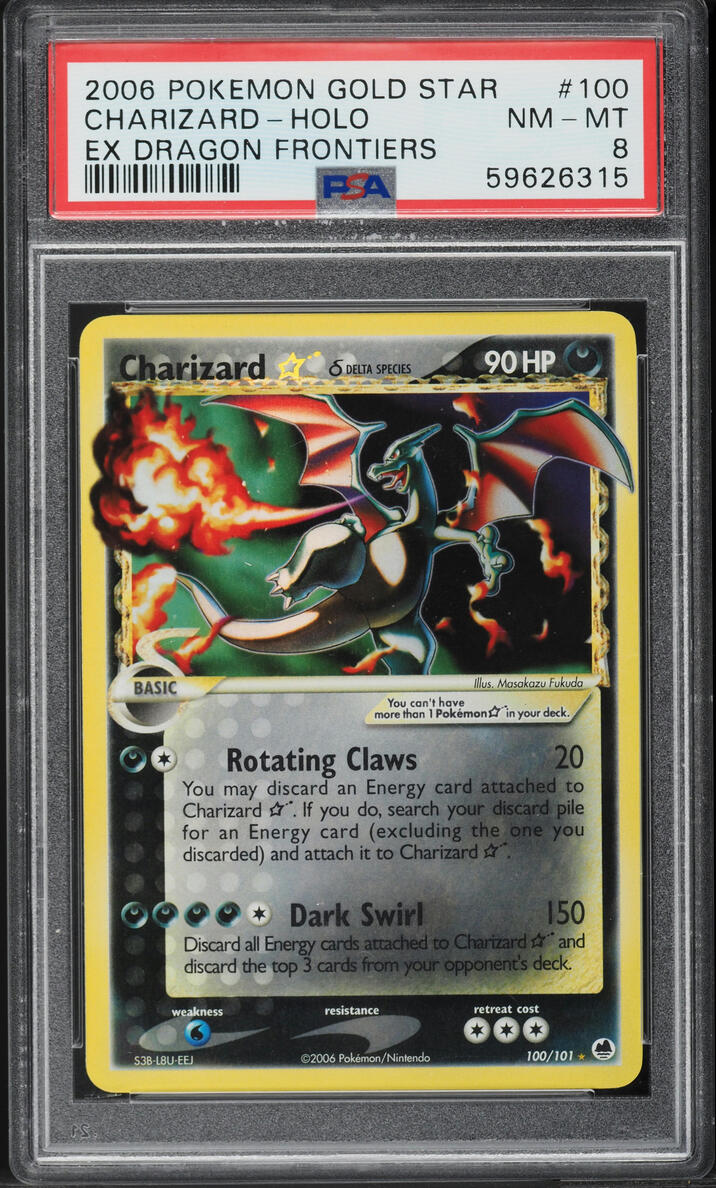 2006 Pokemon EX Dragon Frontiers Holo Charizard Gold Star #100 PSA 8 NM-MT