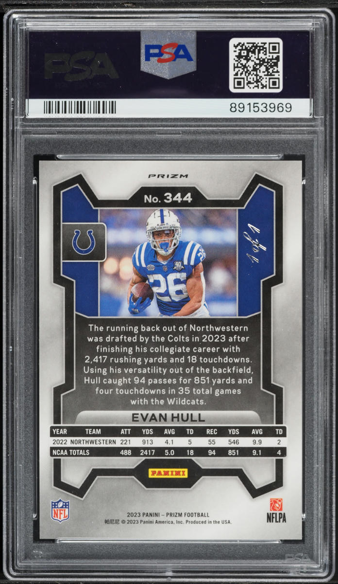 2023 Panini Prizm Black Stars Evan Hull ROOKIE 1/1 #344 PSA 10 GEM MINT