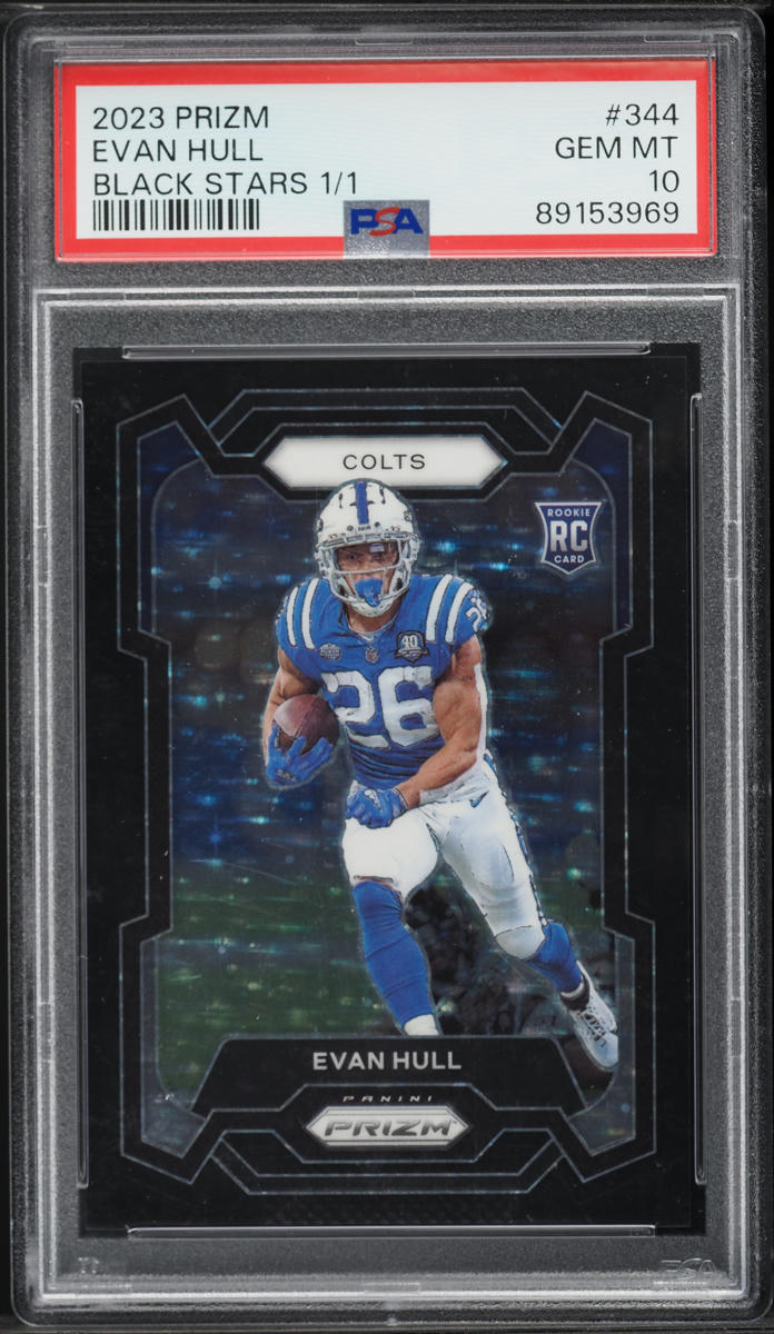 2023 Panini Prizm Black Stars Evan Hull ROOKIE 1/1 #344 PSA 10 GEM MINT