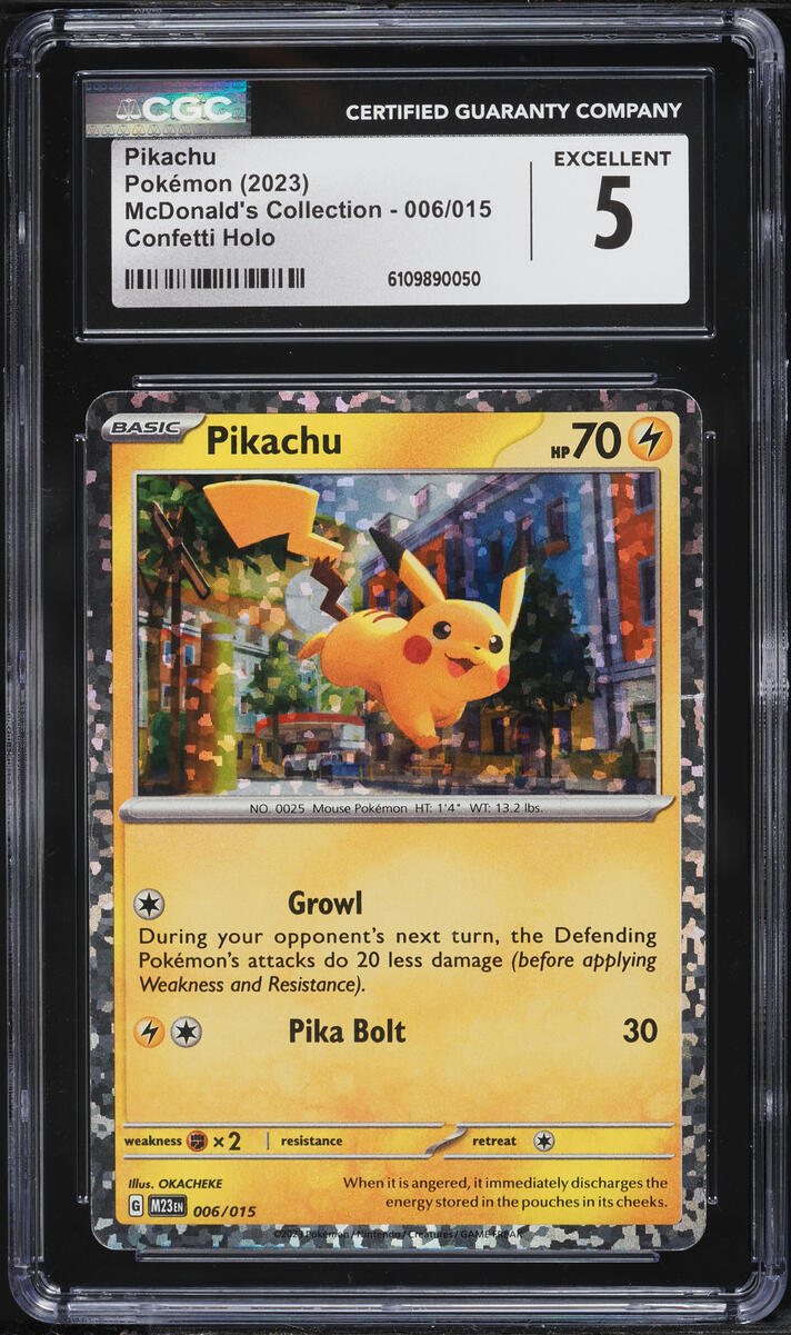 2023 Pokemon Scarlet & Violet McDonald's Collection Confetti Holo Pikachu #6 CGC 5 EX