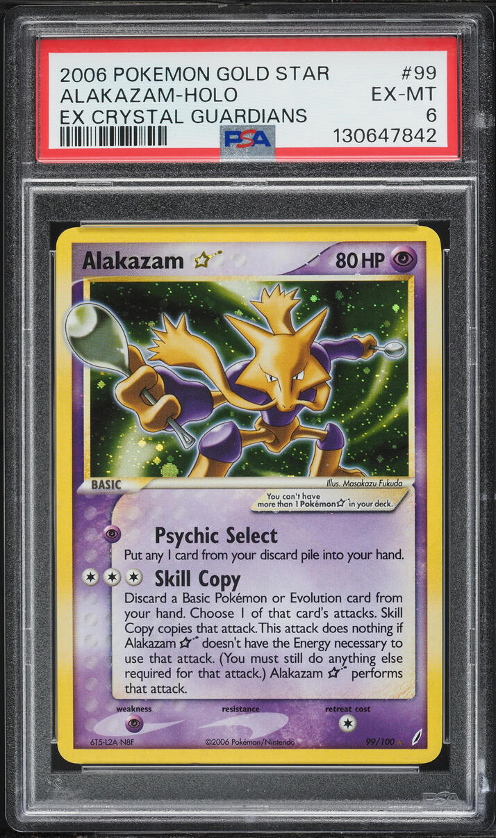 2006 Pokemon EX Crystal Guardians Holo Alakazam Gold Star #99 PSA 6 EXMT