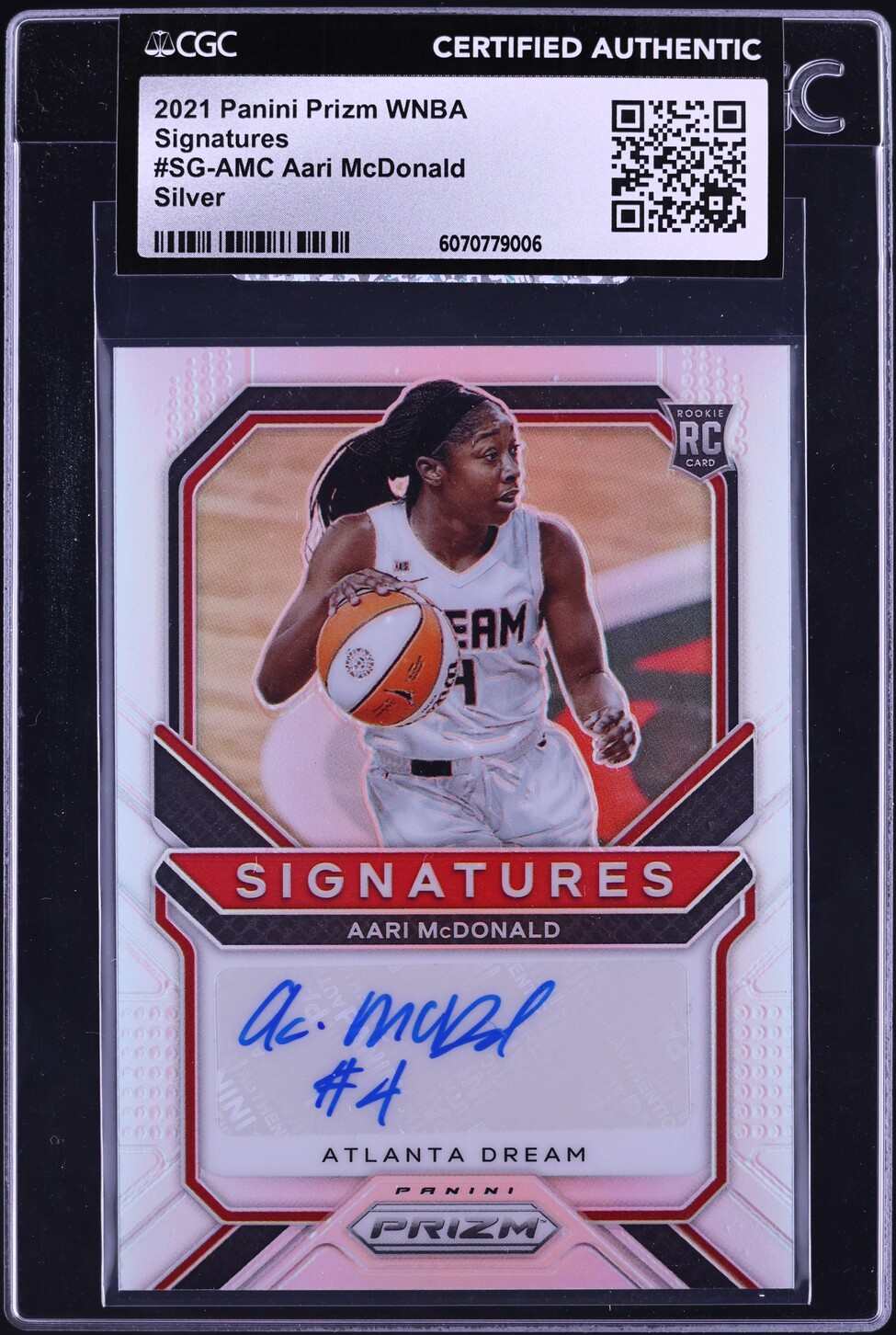 2021 Panini Prizm WNBA Silver Aari McDonald ROOKIE AUTO #SG-AMC CGC AUTH