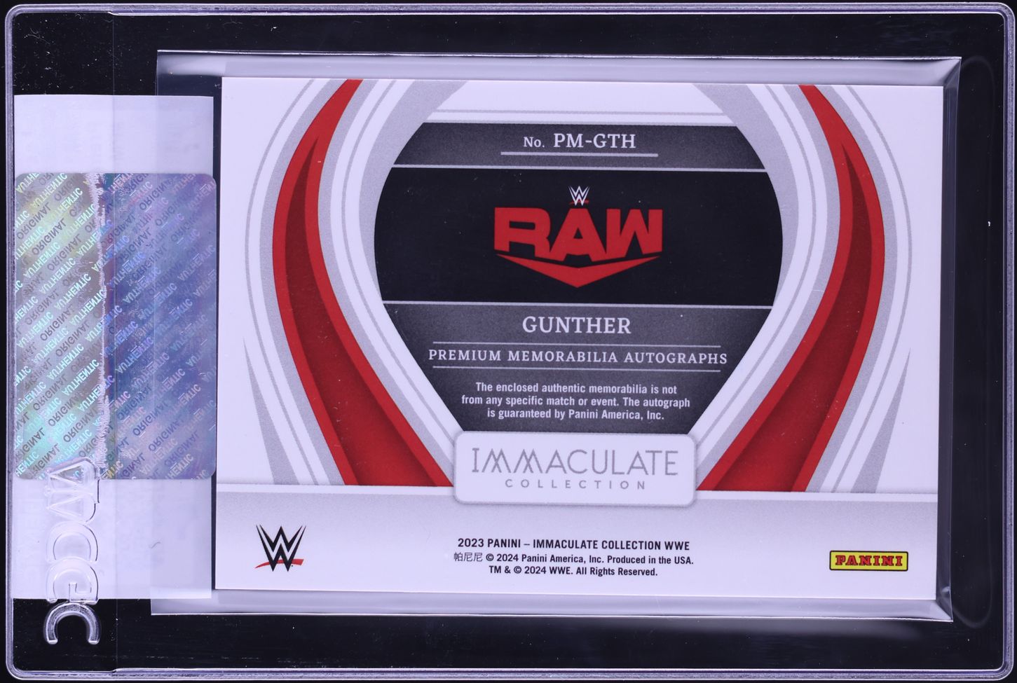 2023 Immaculate Collection WWE Premium Gunther PATCH AUTO /99 #PM-GTH ...