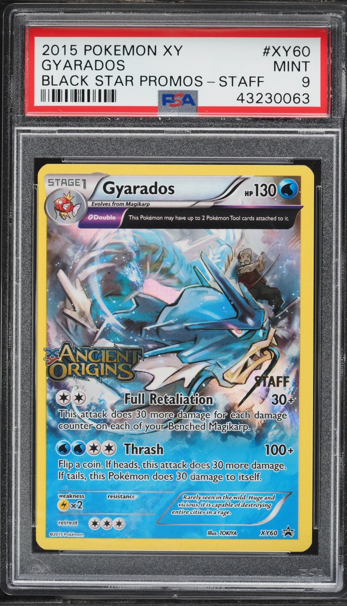 2015 Pokemon XY Promo Ancient Origins Prerelease Staff Gyarados #XY60 PSA 9 MINT