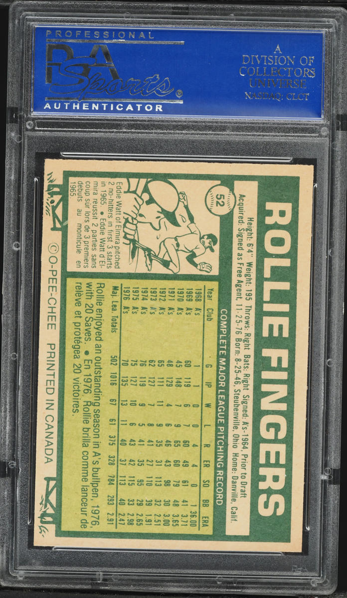 1977 O-Pee-Chee Rollie Fingers #52 PSA 10 GEM MINT