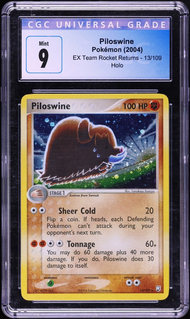 2004 Pokemon EX Team Rocket Returns Holo Piloswine #13 CGC 9 MINT