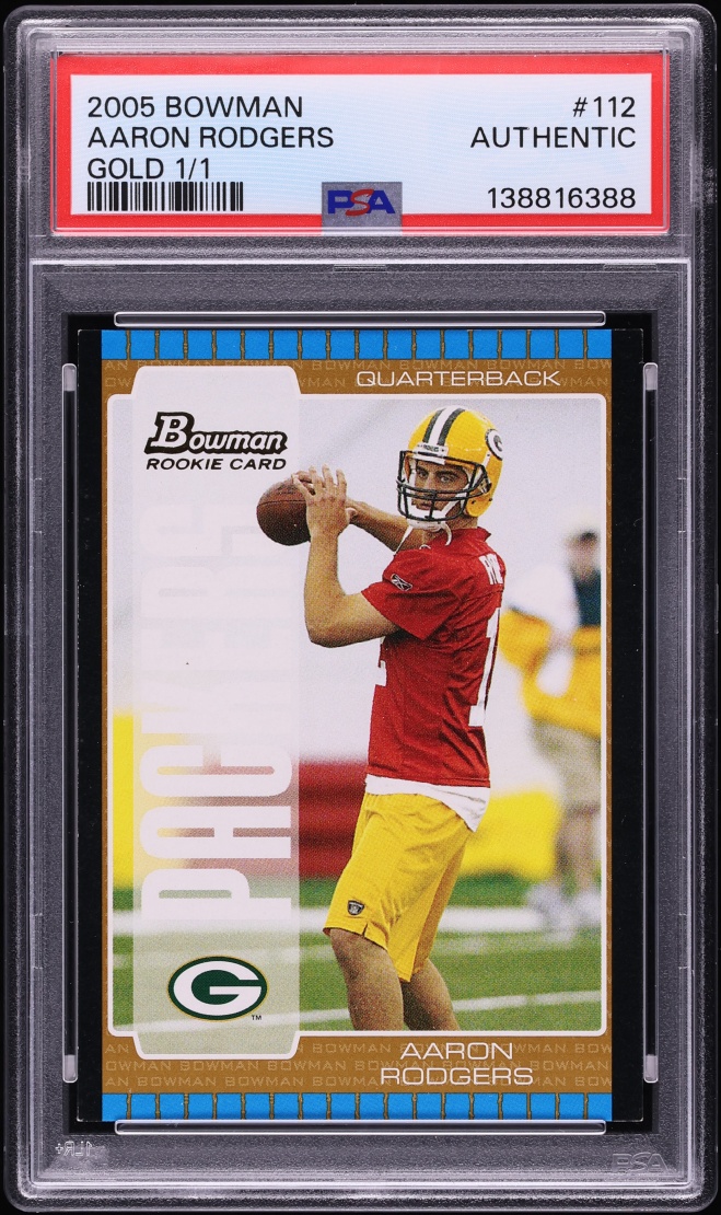 2005 Bowman Gold Aaron Rodgers ROOKIE 1/1 #112 PSA AUTH