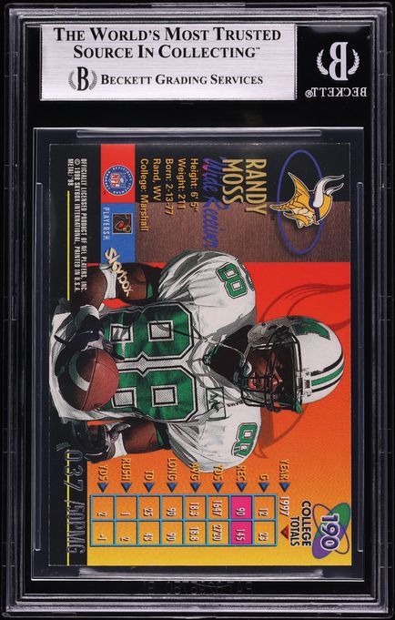 1998 Metal Universe Precious Metal Gems PMG Randy Moss ROOKIE 1/50 #190 BGS 8 NM-MT