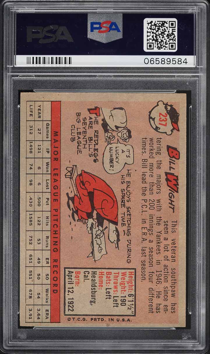 1958 Topps Bill Wight #237 PSA 9 MINT