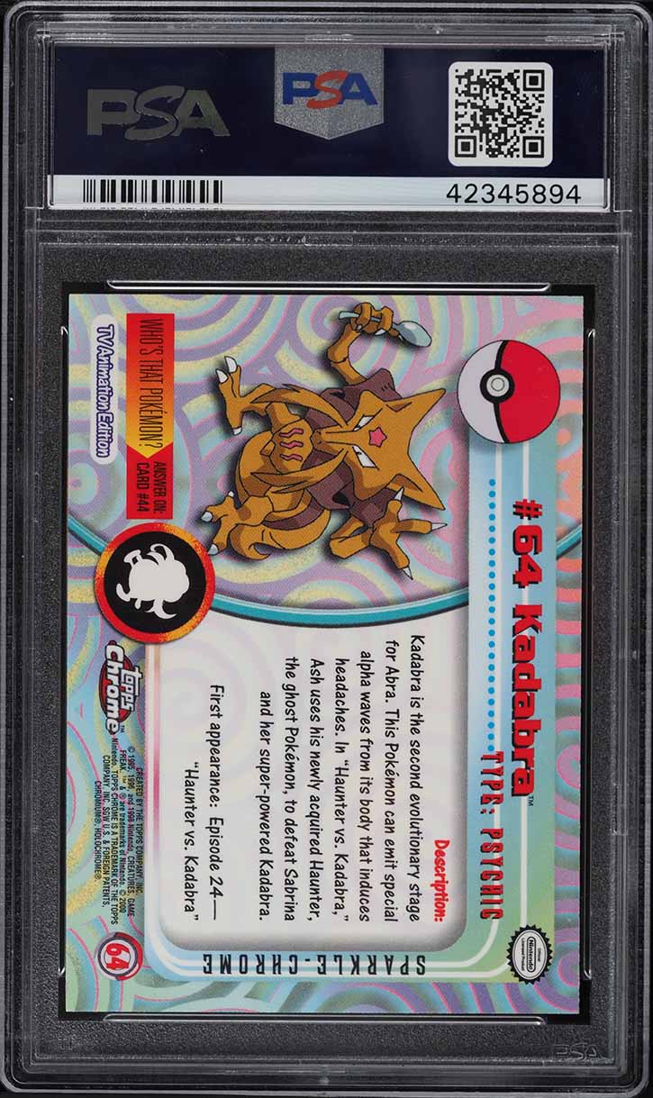 2000 Topps Chrome Pokemon Series 1 Sparkle Kadabra #64 PSA 10 GEM MINT