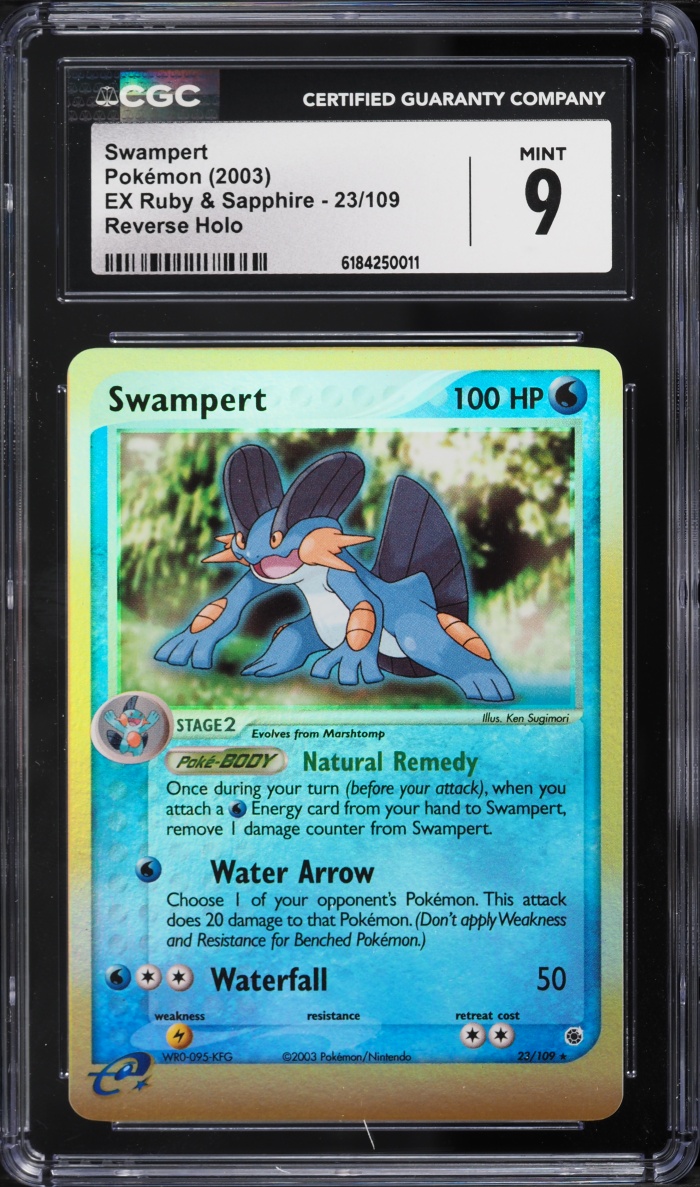 2003 Pokemon EX Ruby & Sapphire Reverse Holo Swampert #23 CGC 9 MINT