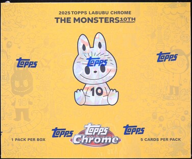 2025 Topps Chrome 10th Anniversary Labubu Sealed Hobby Box, 5ct