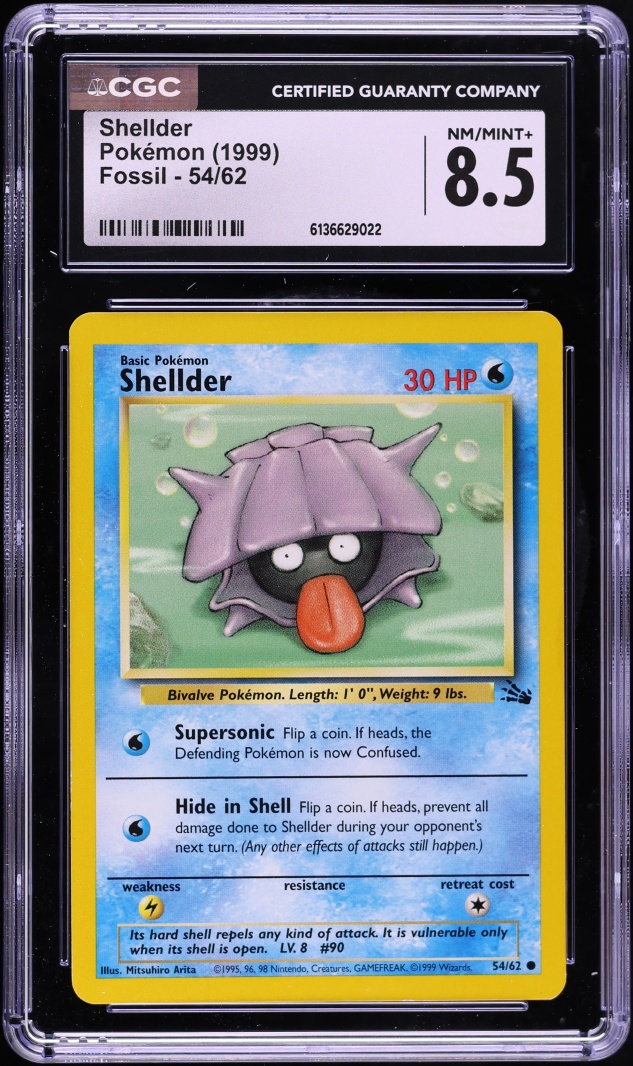 1999 Pokemon Fossil Shellder #54 CGC 8.5 NM-MT+