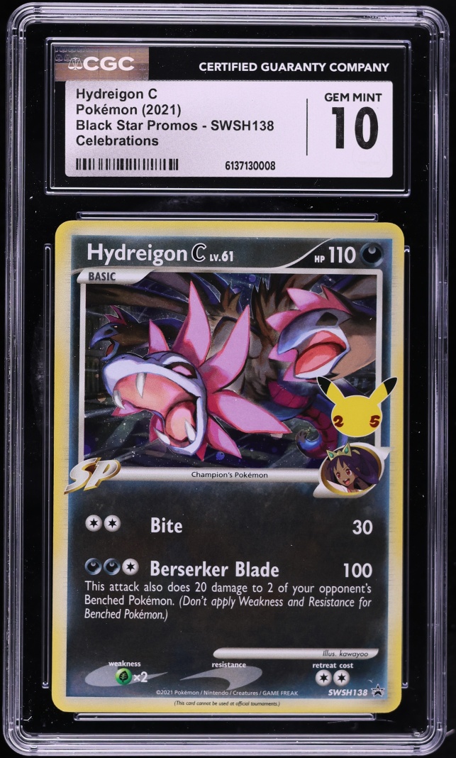 2021 Pokemon Sword & Shield Promo Celebrations Holo Hydreigon C #SWSH138 CGC 10 GEM MINT