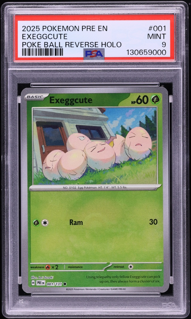 2025 Pokemon SV Prismatic Evolutions Poke Ball Reverse Holo Exeggcute #1 PSA 9 MINT