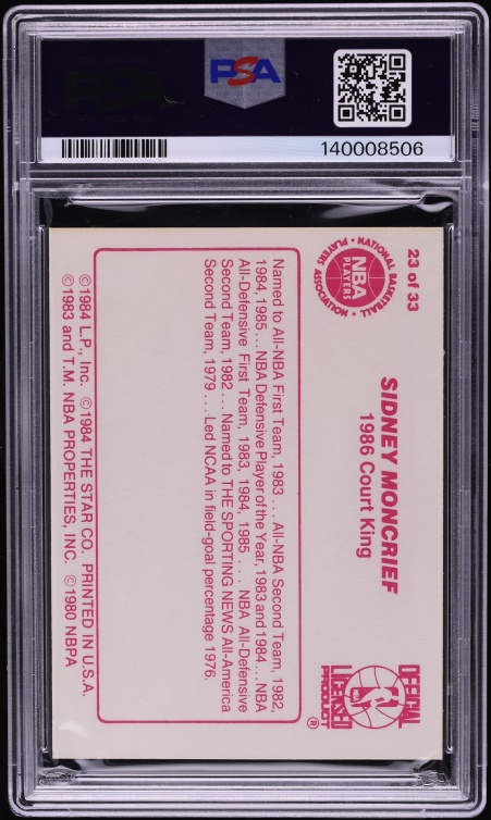1986 Star Court Kings Sidney Moncrief #23 PSA 7 NRMT