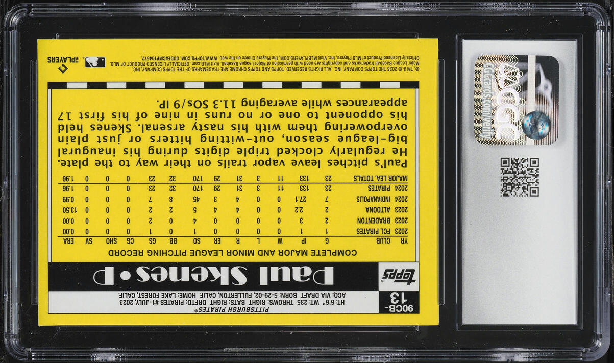 2025 Topps Chrome '90 Paul Skenes #90CB-13 CGC 7.5 NRMT+