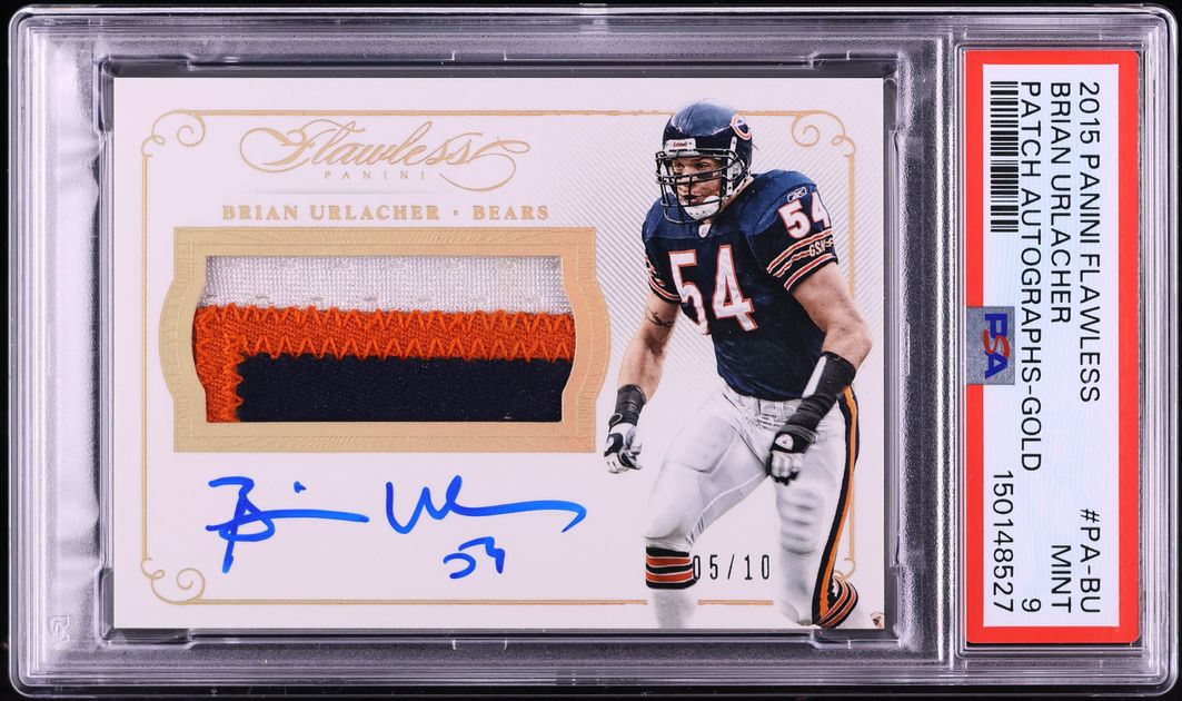 2015 Panini Flawless Gold Brian Urlacher PATCH AUTO /10 #PA-BU PSA 9 MINT - Photo 1