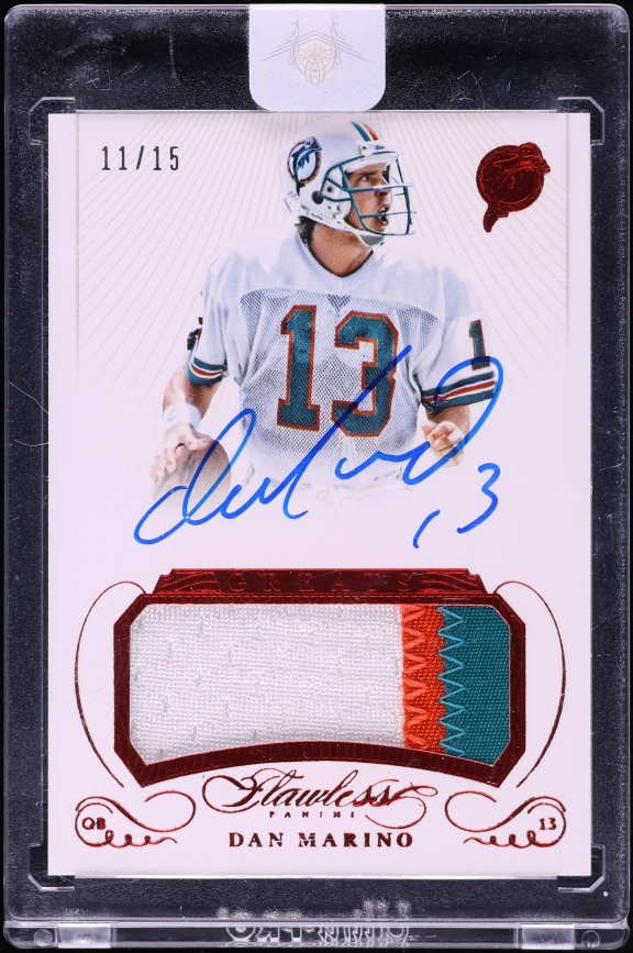 2015 Panini Flawless Greats Ruby Dan Marino PATCH AUTO /15 #GPA-DM - Photo 1